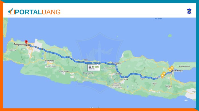 jarak berbagai peta kabupaten timur