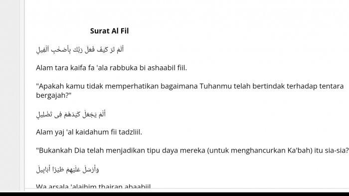 surat al fil dan artinya perkata