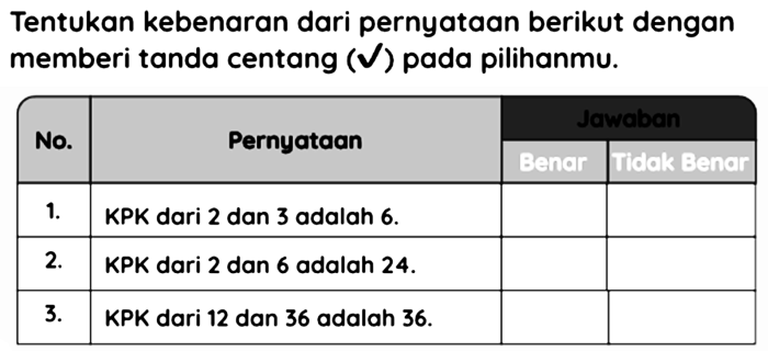 tentukan kebenaran hubungan berikut terbaru