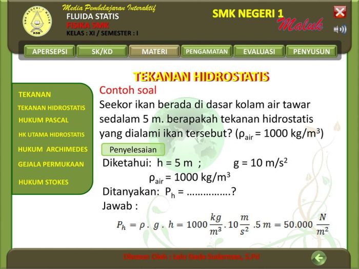 tekanan hidrostatis yang dialami ikan