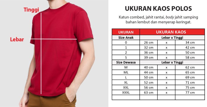 ukuran kaos lengan panjang