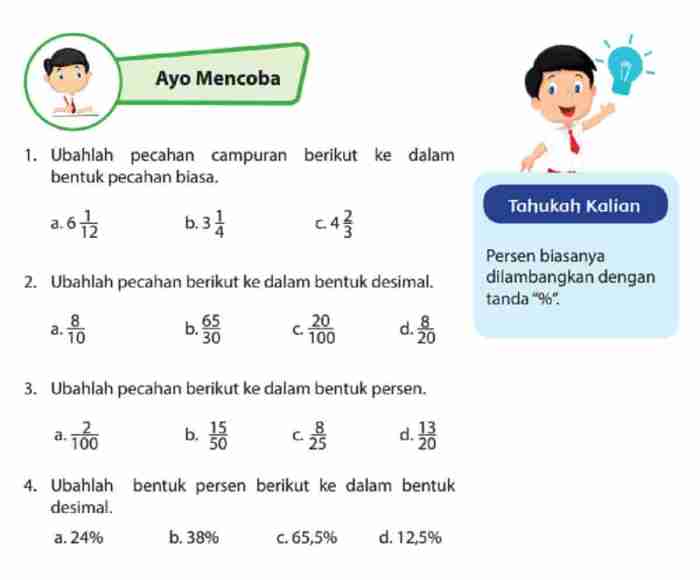 pecahan campuran soal kelas matematika bentuk mengubah ditunjukkan