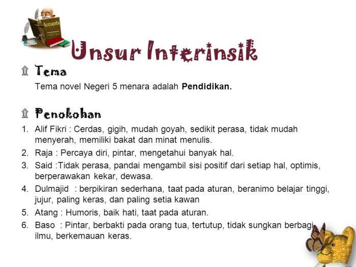 unsur intrinsik novel negeri 5 menara terbaru