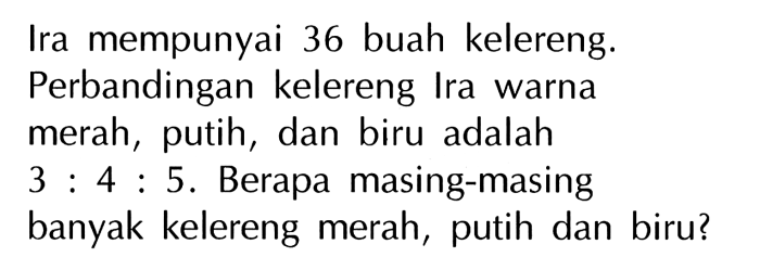 perbandingan kelereng 3 orang