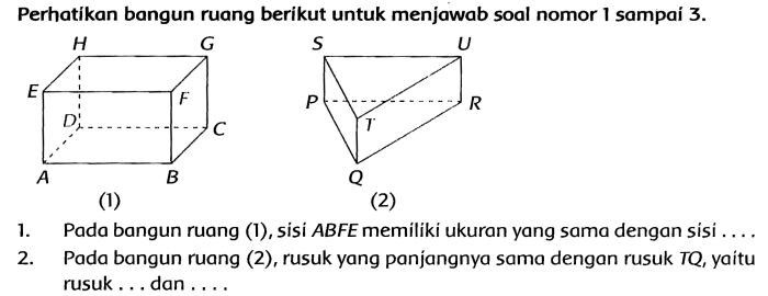 perhatikan bangun ruang berikut terbaru