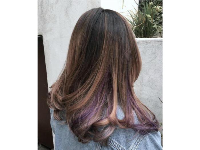 warna rambut coklat campur ungu terbaru