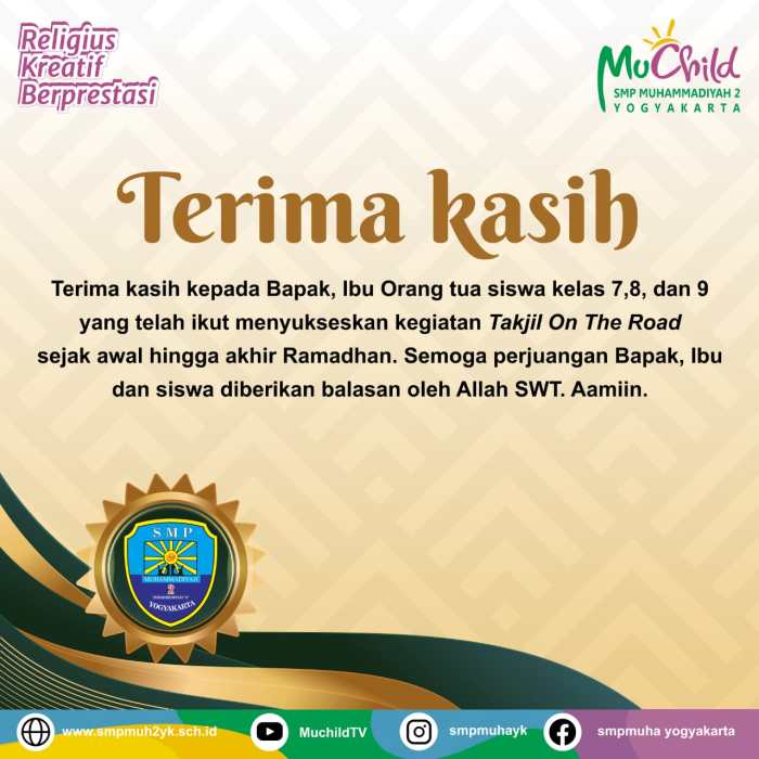 Ucapan terima kasih kepada guru wali kelas