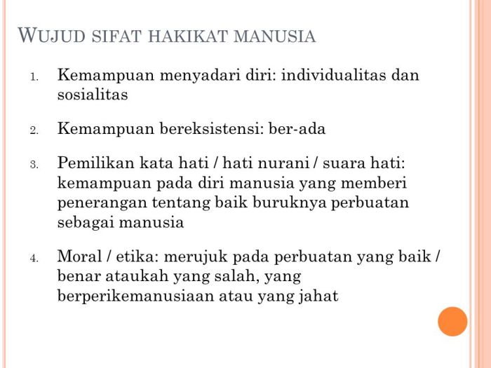 wujud sifat hakikat manusia