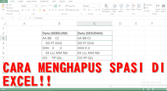 cara menghilangkan angka di excel