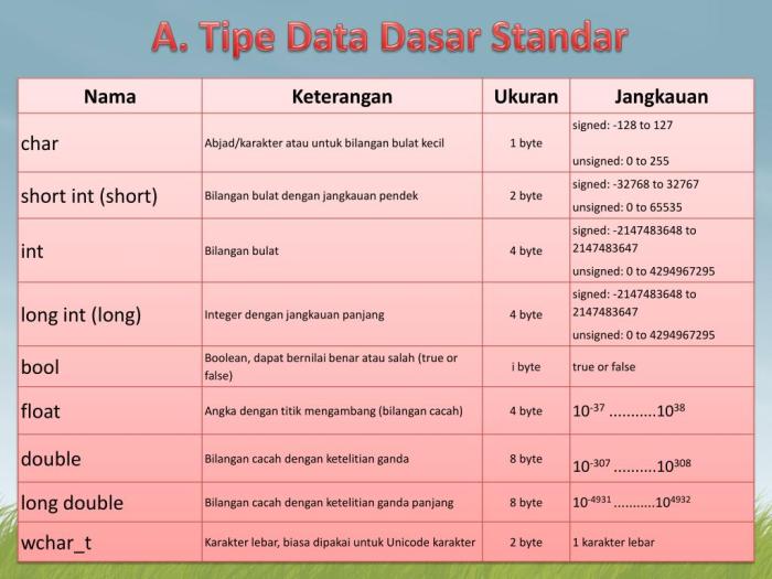 tipe data untuk bilangan pecahan adalah