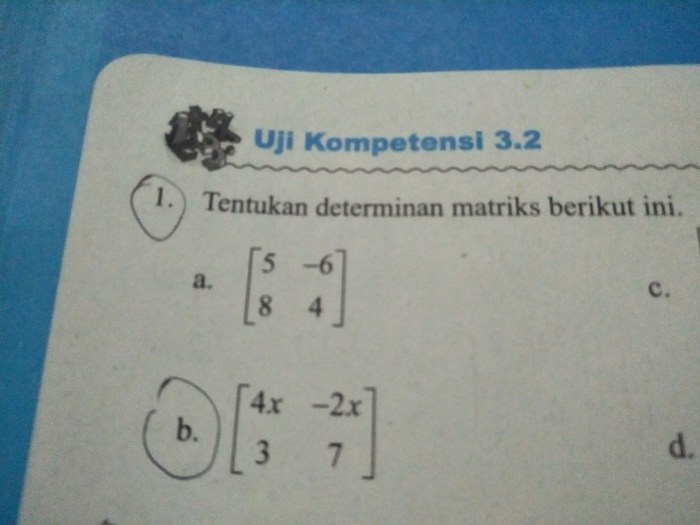 tentukan determinan matriks berikut ini