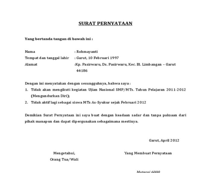 surat perjanjian siswa dengan guru terbaru