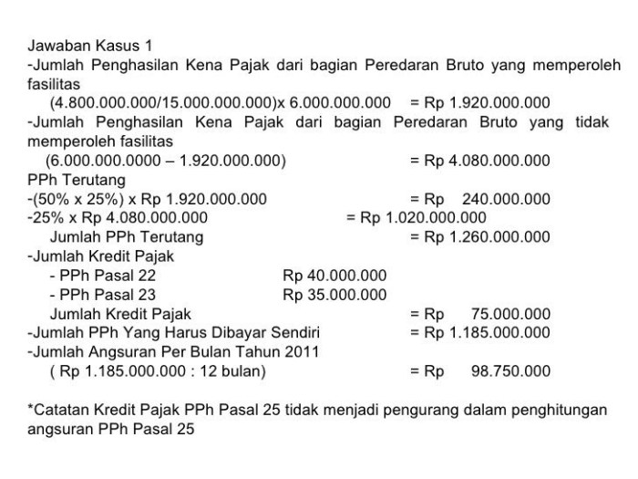 contoh soal pph pasal 25 terbaru