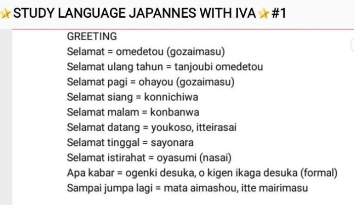 bahasa jepang nya selamat siang