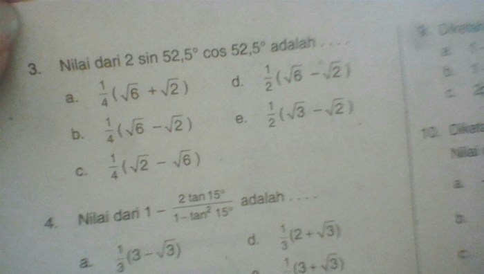 nilai dari 2 sin 97 5 sin 52 5 terbaru