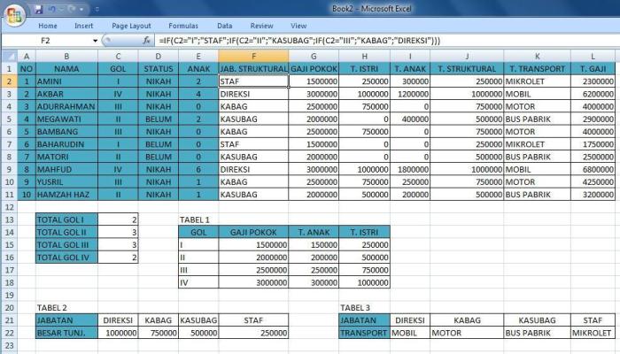 rumus mencari tunjangan di excel terbaru