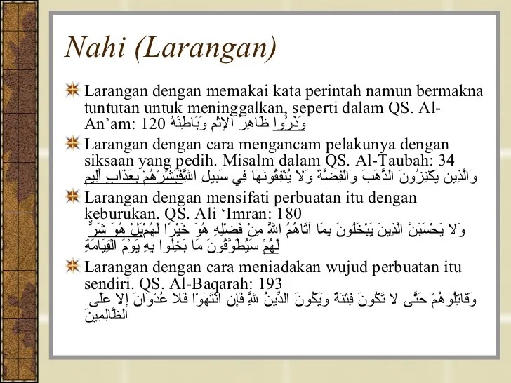 contoh nahi dalam al qur an