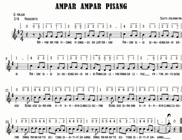 partitur ampar ampar pisang terbaru