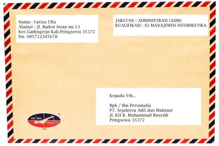 identitas surat lamaran pekerjaan terbaru