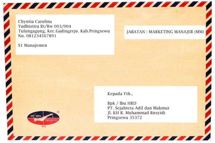 alamat penulisan benar menulis surat paket nama tulisan pengiriman pengirim pakai kiri berkirim kanan