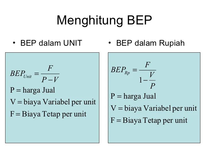 rumus bep produksi dan bep harga terbaru