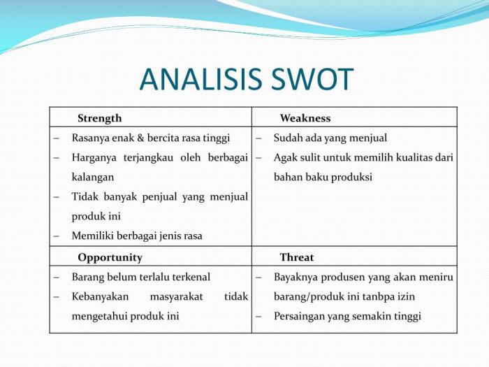 contoh swot makanan ringan