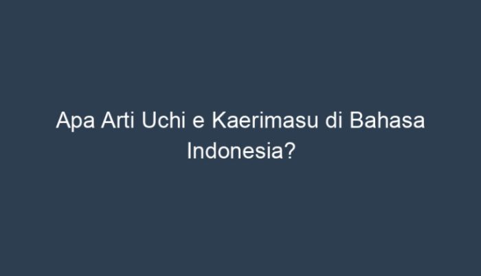 uchi e kaerimasu artinya terbaru