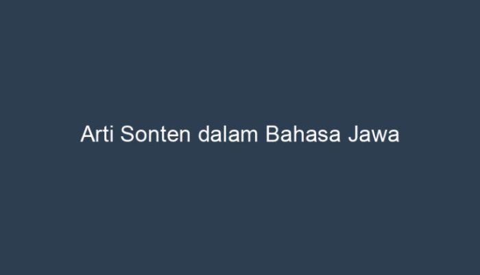 sonten dalam bahasa jawa