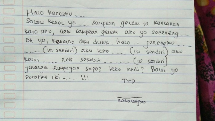 contoh surat bahasa jawa untuk teman