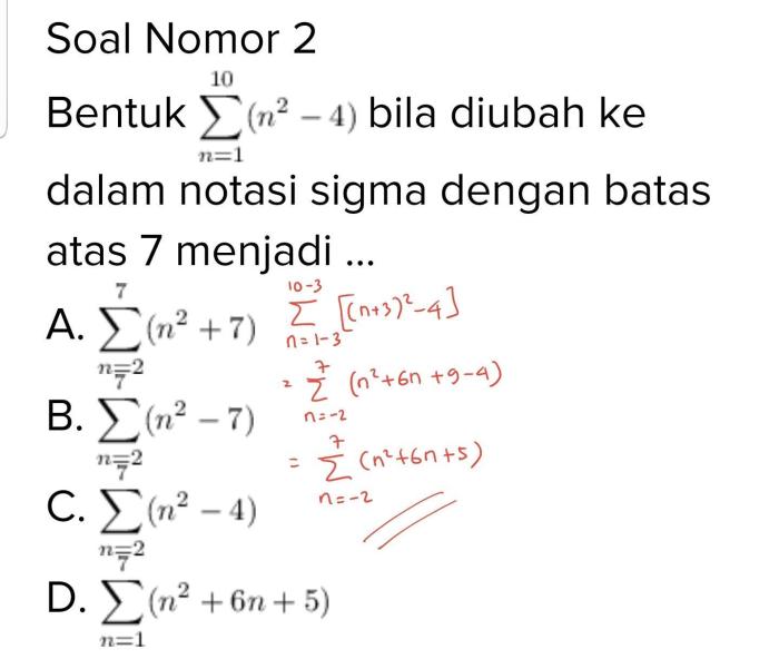 contoh soal notasi sigma dan jawabannya