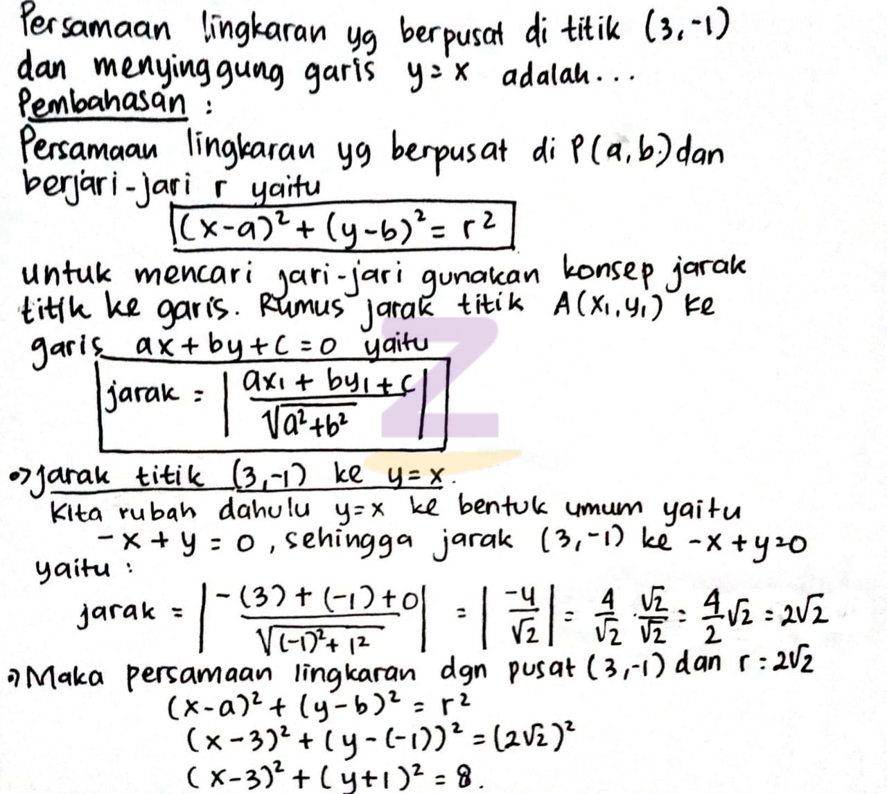 persamaan lingkaran menyinggung garis terbaru