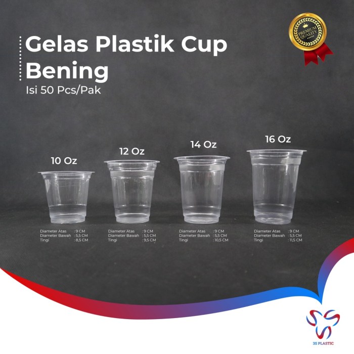 macam macam ukuran cup plastik