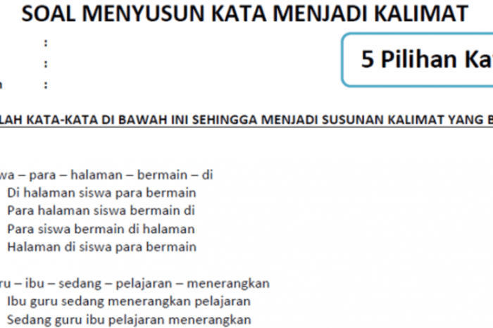 contoh soal menyusun kalimat terbaru