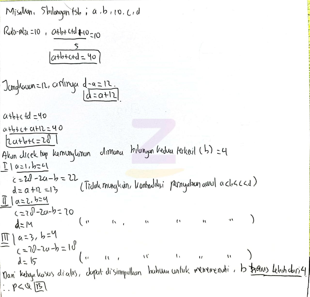 Rata rata lima belas bilangan adalah 49 4