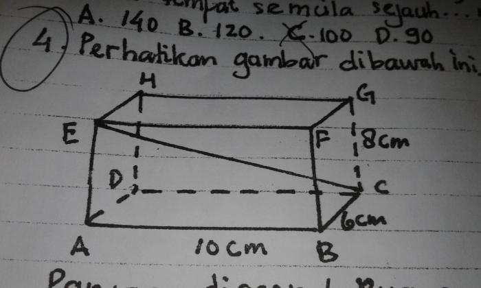 rumus panjang diagonal bidang balok