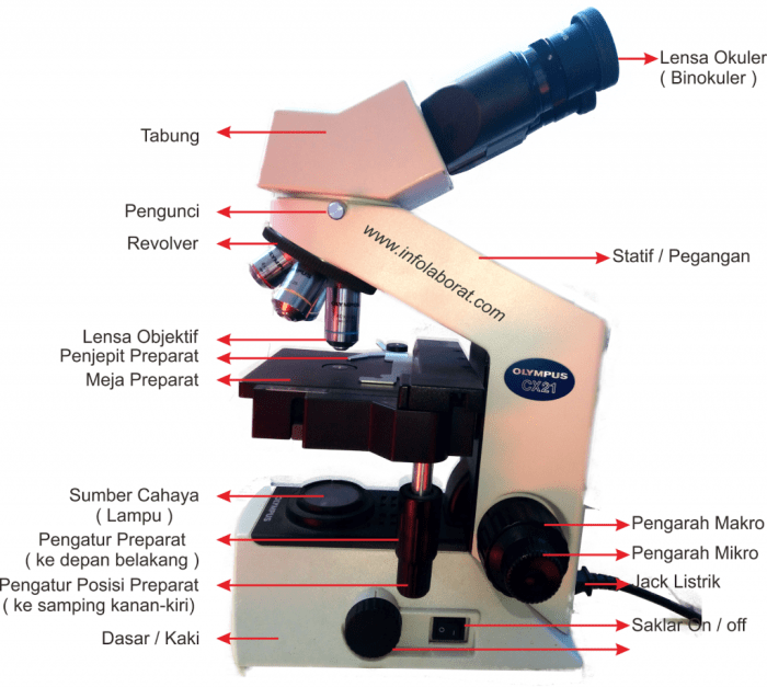 fungsi lampu pada mikroskop