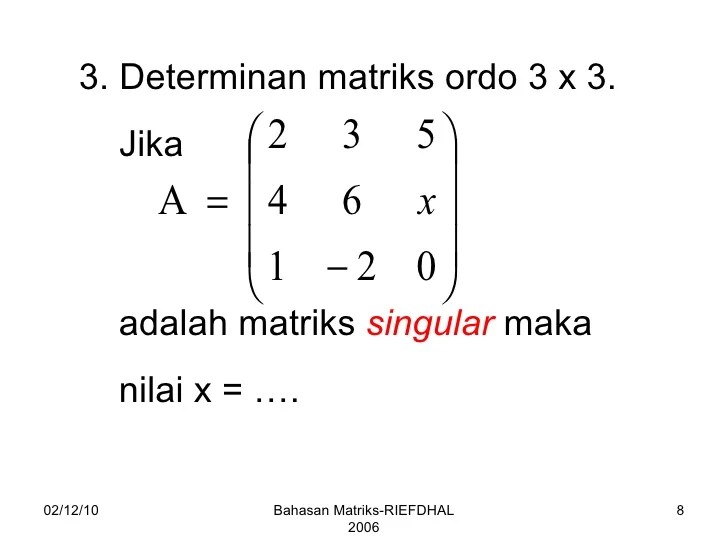 contoh soal ordo matriks terbaru