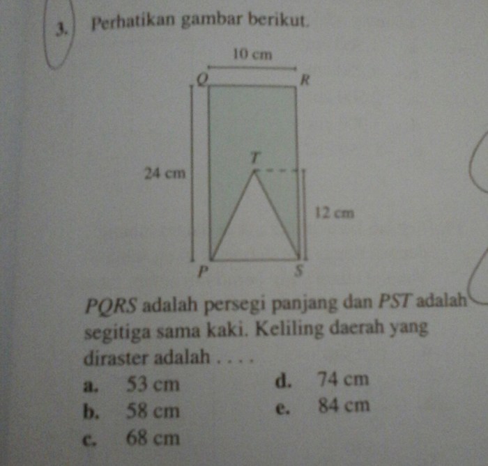 keliling daerah diarsir lingkaran jawaban kunci jika brainly