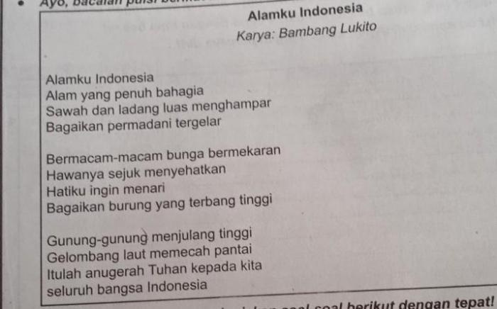 puisi cinta tanah air 2 bait terbaru