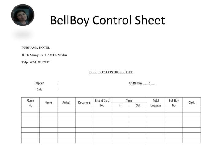 bellboy control sheet adalah terbaru