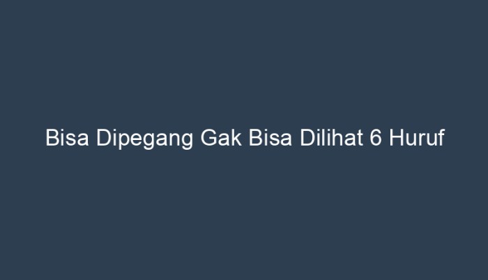 bisa dipegang gak bisa dilihat 6 huruf