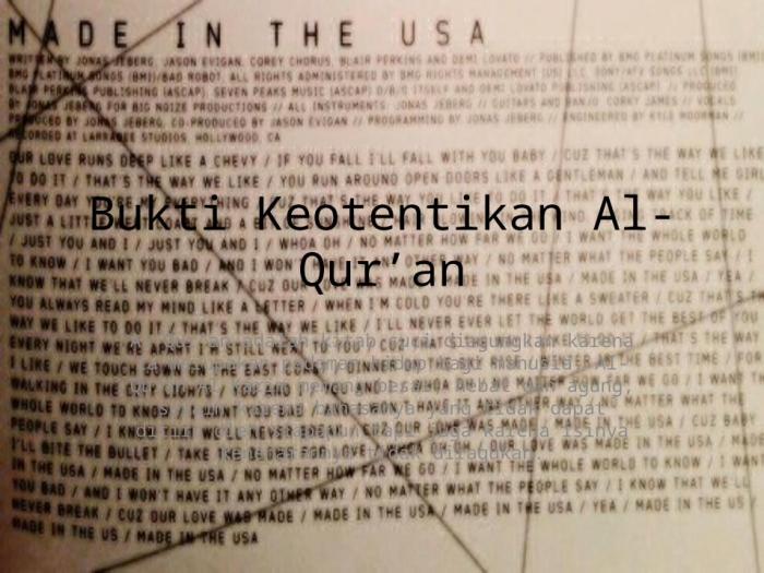 bukti bukti keotentikan al quran