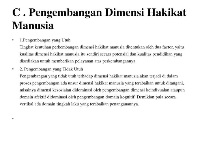 pengembangan dimensi hakikat manusia terbaru