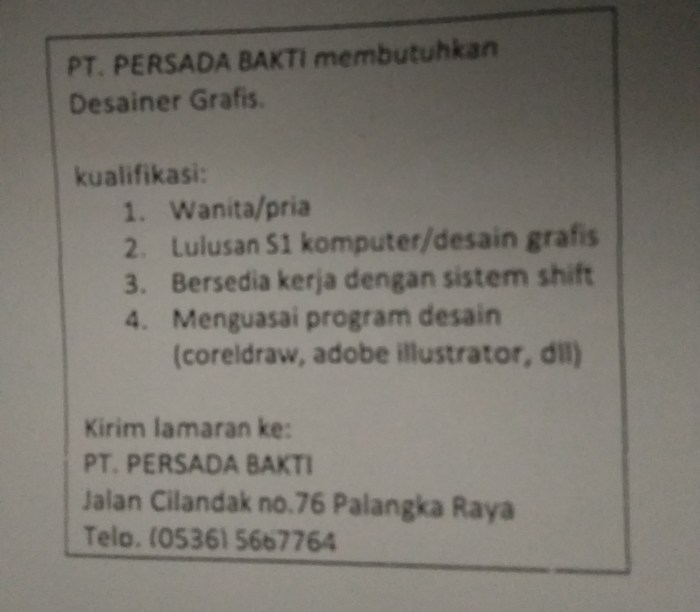 surat lamaran berdasarkan iklan