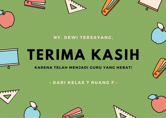 Ucapan terima kasih kepada guru wali kelas