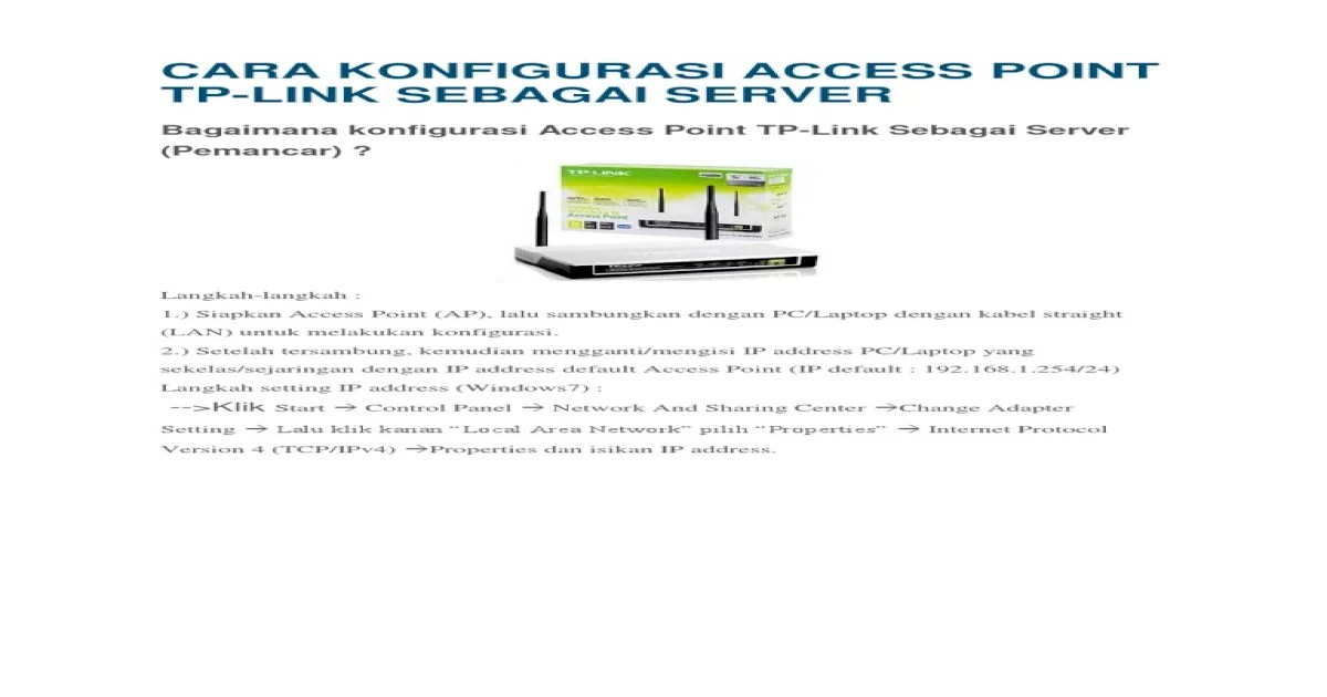 cara konfigurasi access point