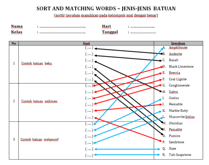 cara membuat soal menjodohkan