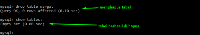 cara menghapus tabel di mysql terbaru