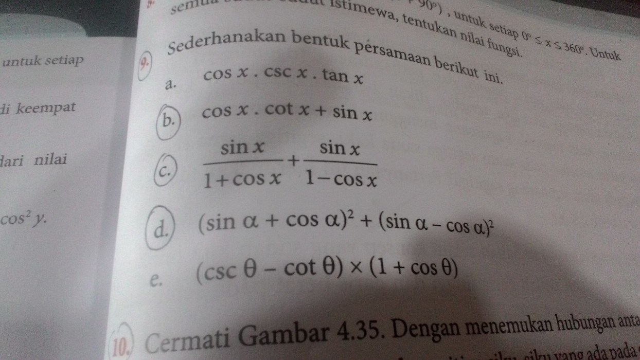 Cos bentuk materi trigonometri kelas ix