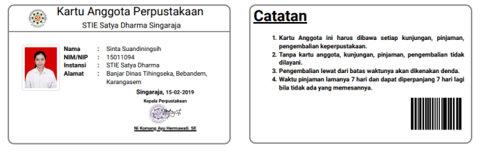 kartu anggota perpustakaan pustaka hydron keliling